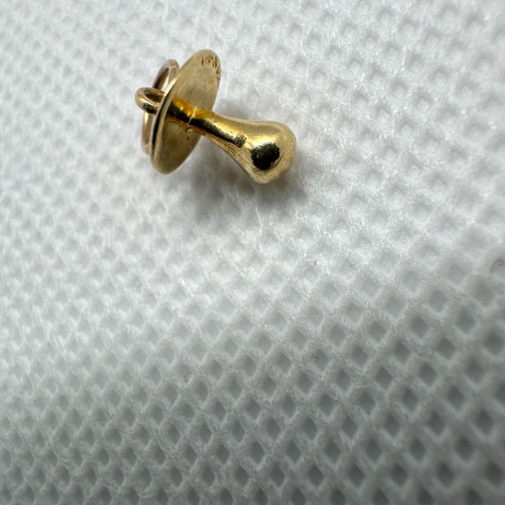 14K Yellow Gold Cute Baby Pacifier Binky Necklace Pendant Bracelet Charm - Picture 4 of 11
